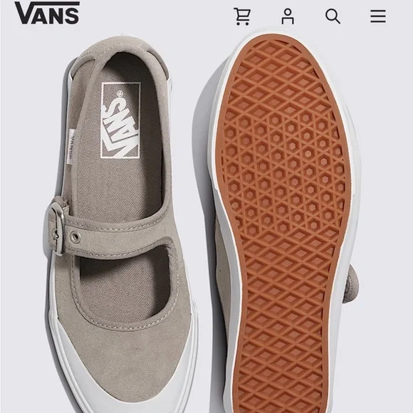 Vans Mary Jane Suede Sneaker in Taupe and White - Picture 3 of 3